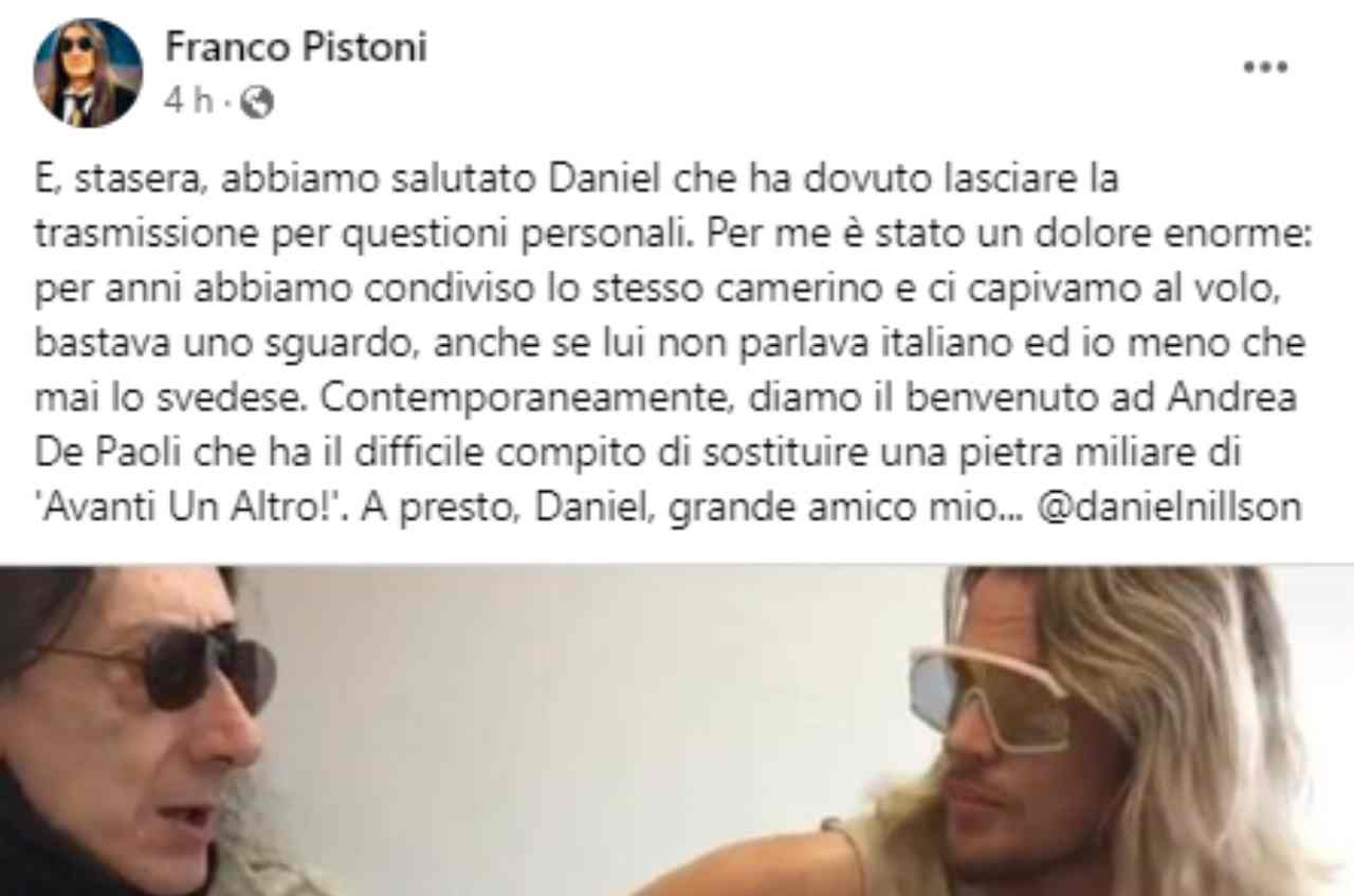 Post Instagram Franco Pistoni - lineadiretta24.it