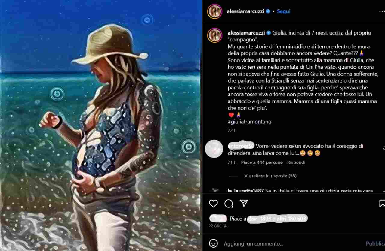 Post Instagram Alessia Marcuzzi - lineadiretta24.it