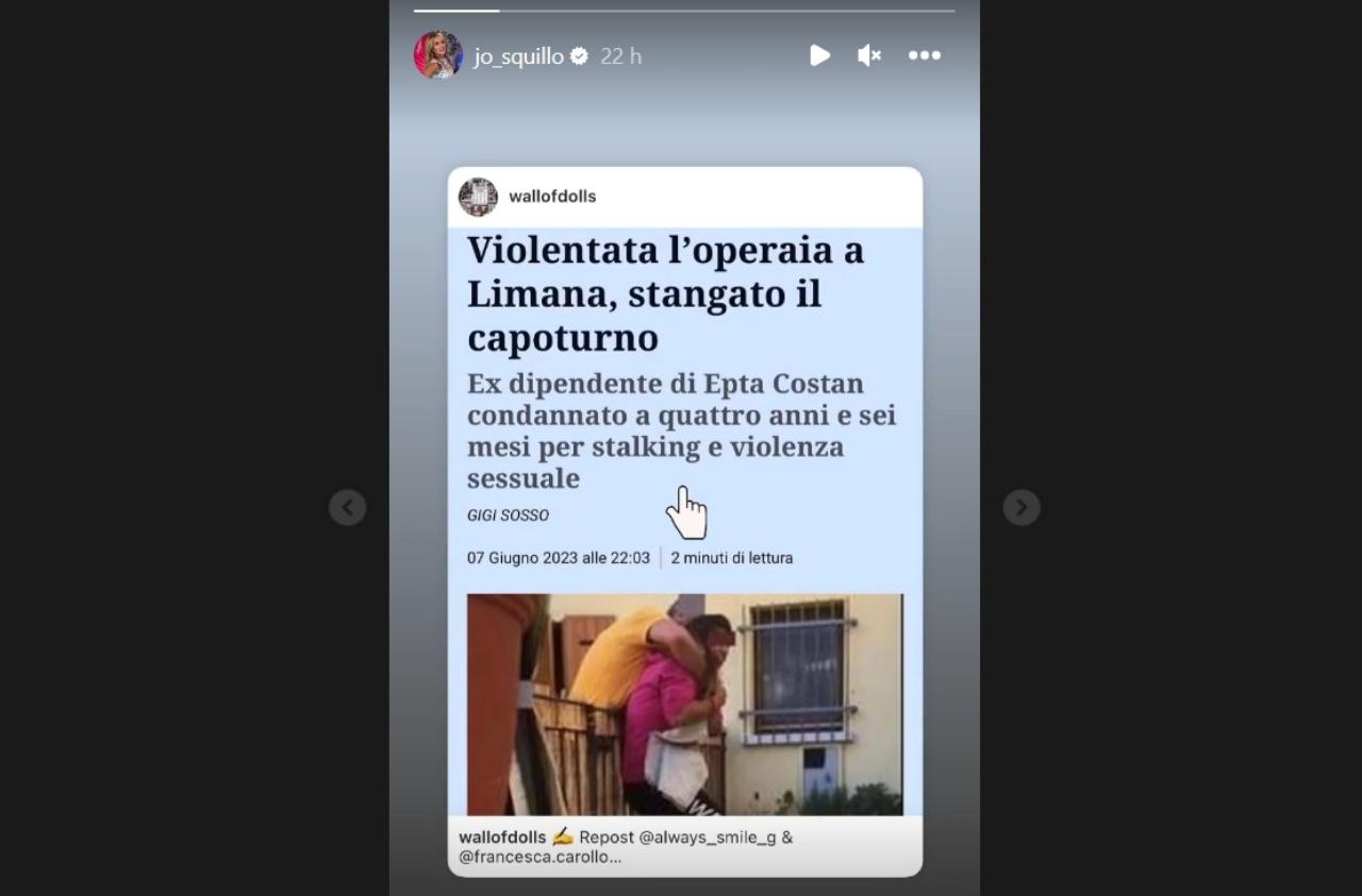 Storia Instagram Jo Squillo - lineadiretta24.it