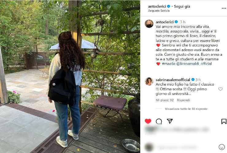 Antonella Clerici e l'annuncio per la figlia