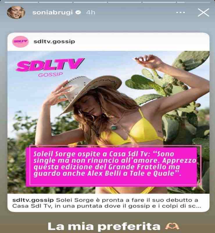 Instagram story della Bruganelli - Lineadiretta.it